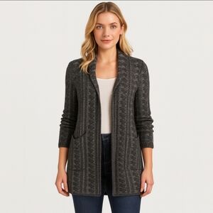 Prendang Black Long Marleed Knit Womens Cardigan Sweater Sz Med